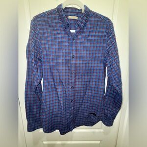 Burberry Brit. Men’s Plaid Button Down Shirt. Blue/Red/White/Black. Medium.